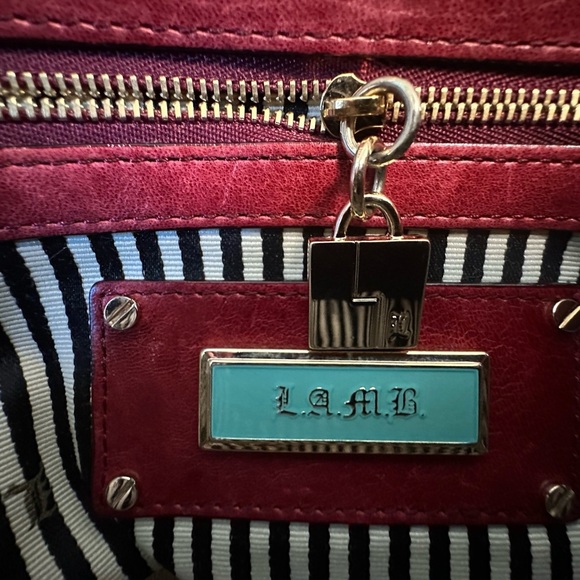 L.A.M.B. Red leather boston/bowler style bag - Picture 11 of 13